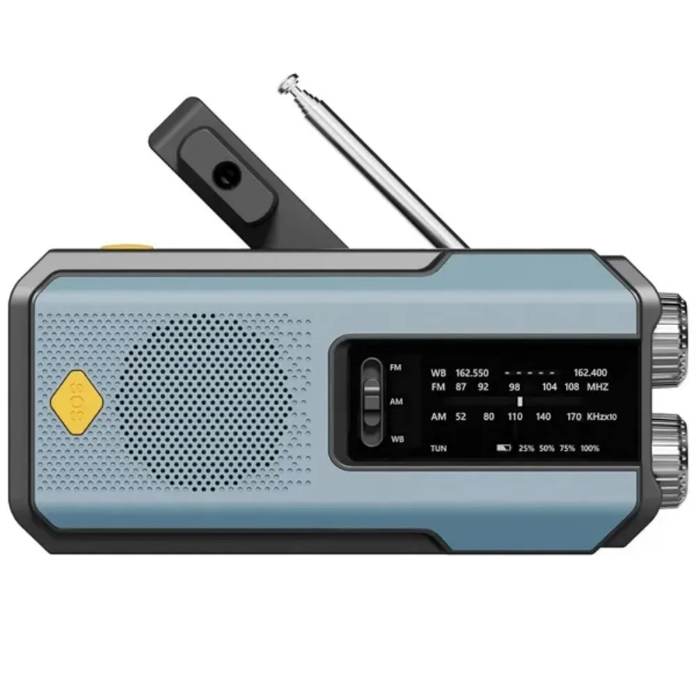 Radio meteorol&oacute;gica NOAA de emergencia con manivela solar, triple fuente de alimentaci&oacute;n de respaldo, receptor de radio AM/FM, bater&iacute;a externa de 20000 mAh, linterna LED port&aacute;til, l&aacute;mpara de lectura,