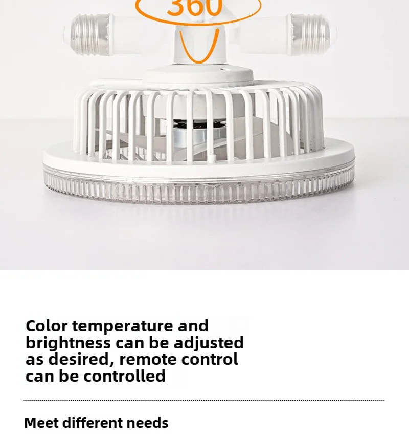 Ventilador de techo con Control remoto inteligente, ventilador de techo con iluminaci&oacute;n LED y luces, Base convertidora E27 con Control remoto para sala de estar