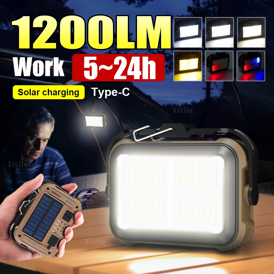 Luz LED para tienda de campa&ntilde;a, reflector recargable, iluminaci&oacute;n de emergencia para exteriores de alta potencia, l&aacute;mparas de noche colgantes port&aacute;tiles impermeables