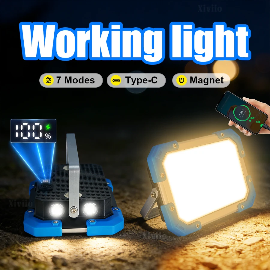 Luz LED para tienda de campa&ntilde;a, reflector recargable, iluminaci&oacute;n de emergencia para exteriores de alta potencia, l&aacute;mparas de noche colgantes port&aacute;tiles impermeables