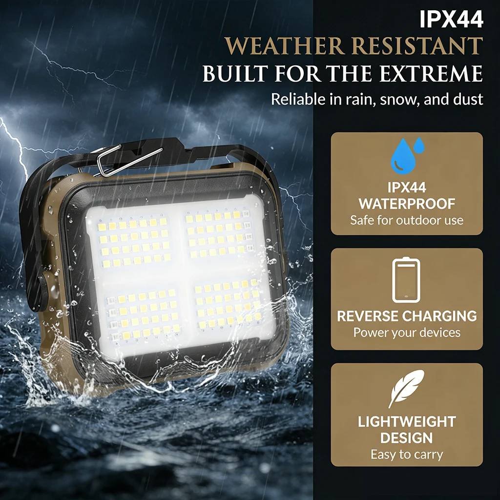 Luz LED para tienda de campa&ntilde;a, reflector recargable, iluminaci&oacute;n de emergencia para exteriores de alta potencia, l&aacute;mparas de noche colgantes port&aacute;tiles impermeables