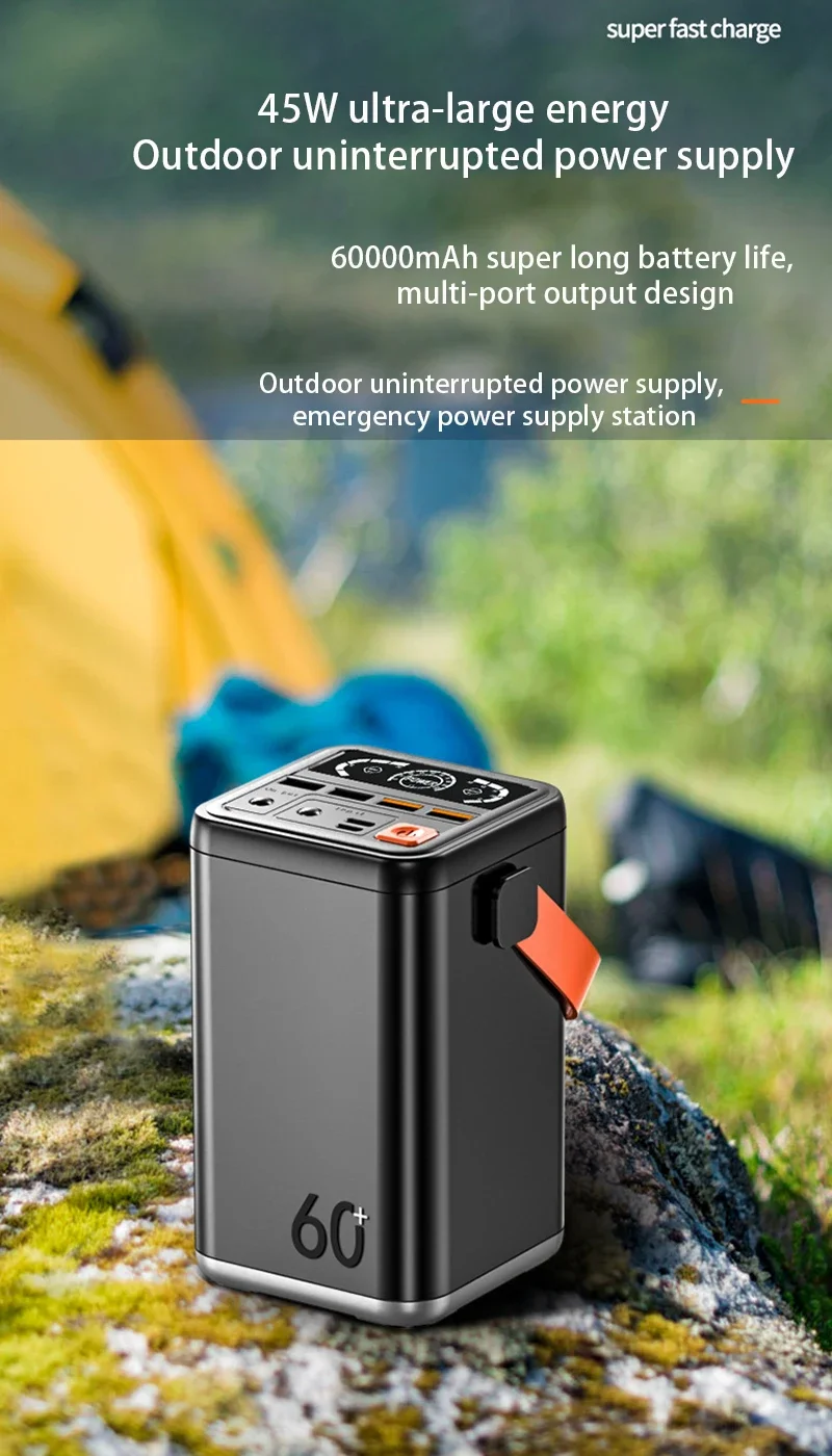 PURFIELD 60000mAh potente banco de energ&iacute;a 45W carga r&aacute;pida bater&iacute;a externa cargador port&aacute;til Powerbank PD 30W para iPhone Xiaomi