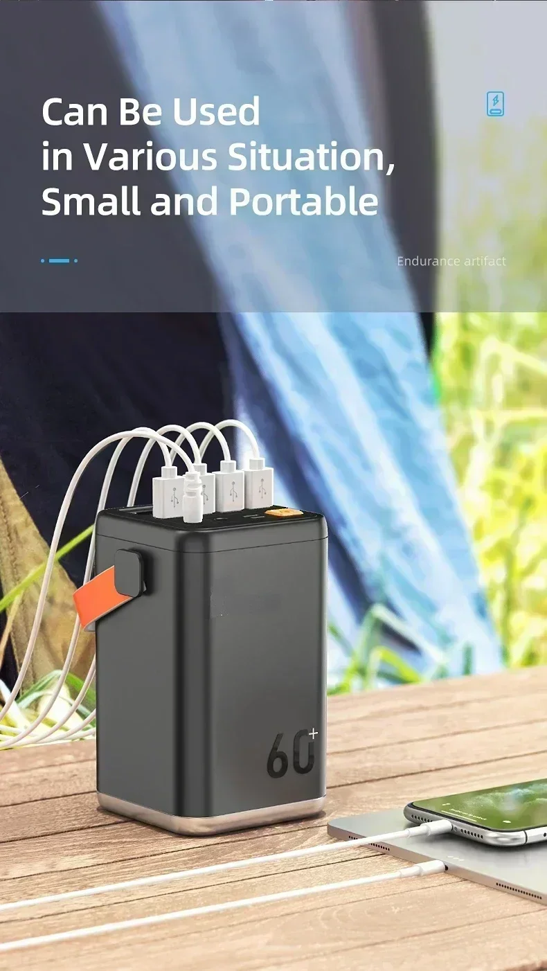 PURFIELD 60000mAh potente banco de energ&iacute;a 45W carga r&aacute;pida bater&iacute;a externa cargador port&aacute;til Powerbank PD 30W para iPhone Xiaomi