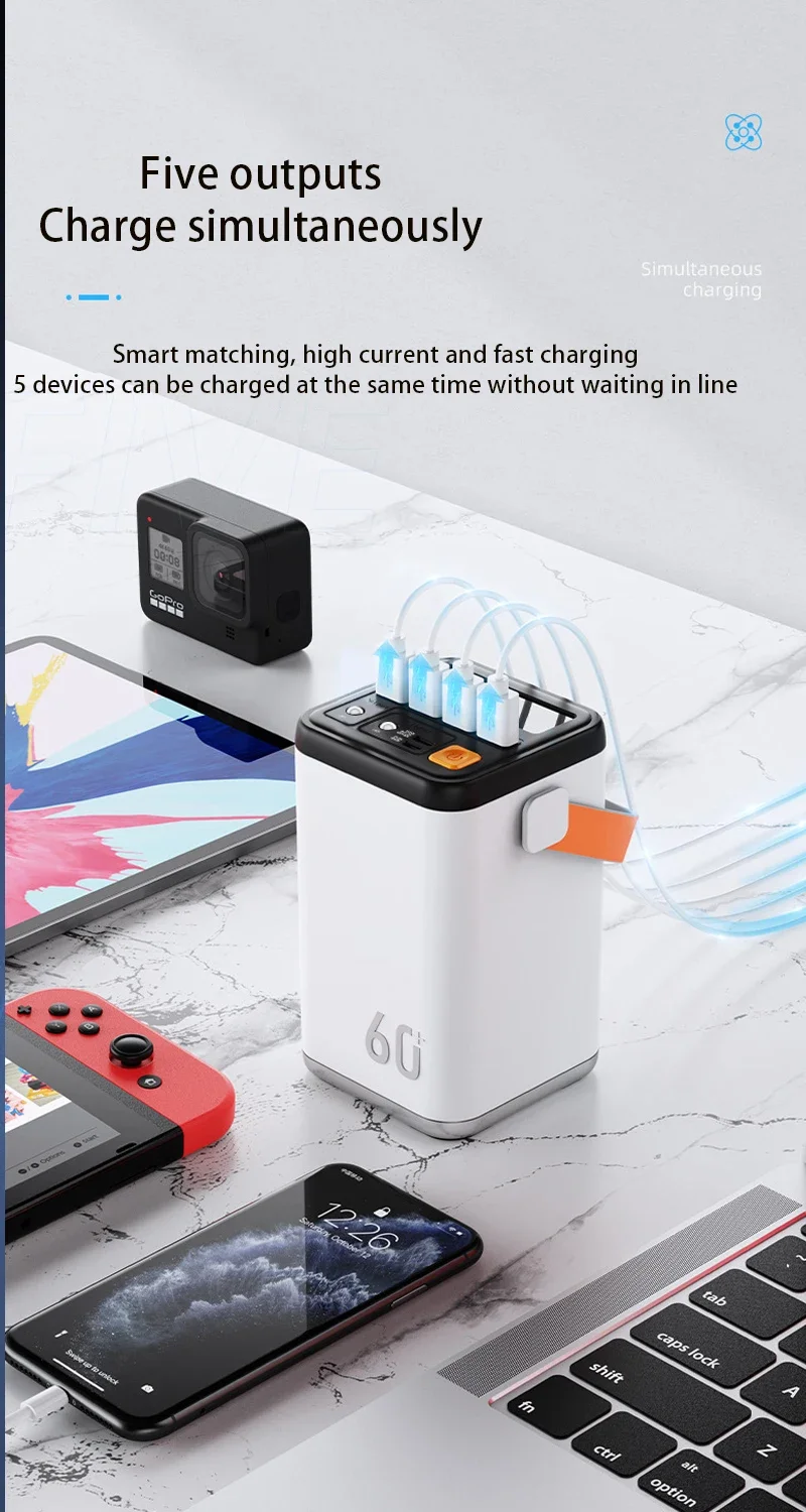 PURFIELD 60000mAh potente banco de energ&iacute;a 45W carga r&aacute;pida bater&iacute;a externa cargador port&aacute;til Powerbank PD 30W para iPhone Xiaomi