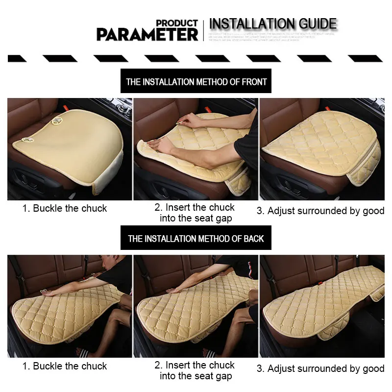 SEAMETAL-funda de felpa para asiento de coche, coj&iacute;n de asiento suave antideslizante, Protector de silla para coche, Universal para camioneta sed&aacute;n Suv