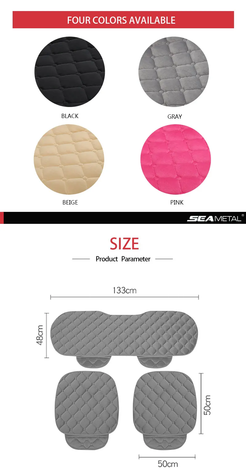 SEAMETAL-funda de felpa para asiento de coche, coj&iacute;n de asiento suave antideslizante, Protector de silla para coche, Universal para camioneta sed&aacute;n Suv