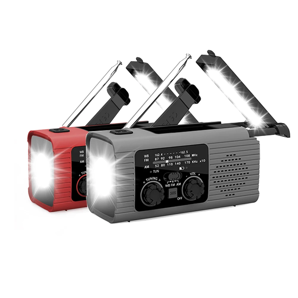 Radio solar recargable Radio con luz LED Luz de emergencia recargable manual Luz de emergencia impermeable para aventuras al aire libre
