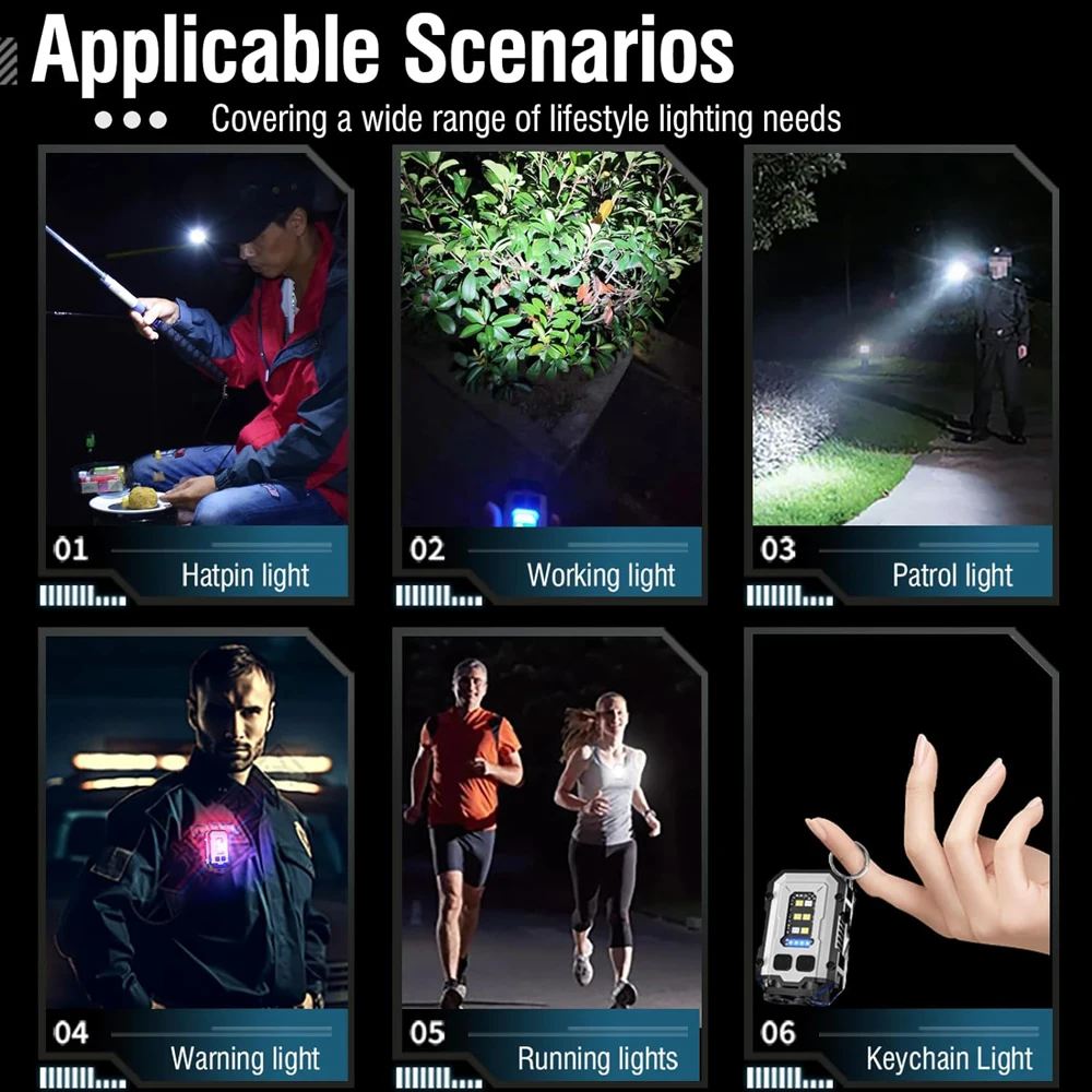 Potente Linterna magnética de bolsillo, LED superbrillante, multifuncional, COB, EDC, Mini llavero Potente Linterna magnética de bolsillo, LED superbrillante, multifuncional, COB, EDC, Mini llavero