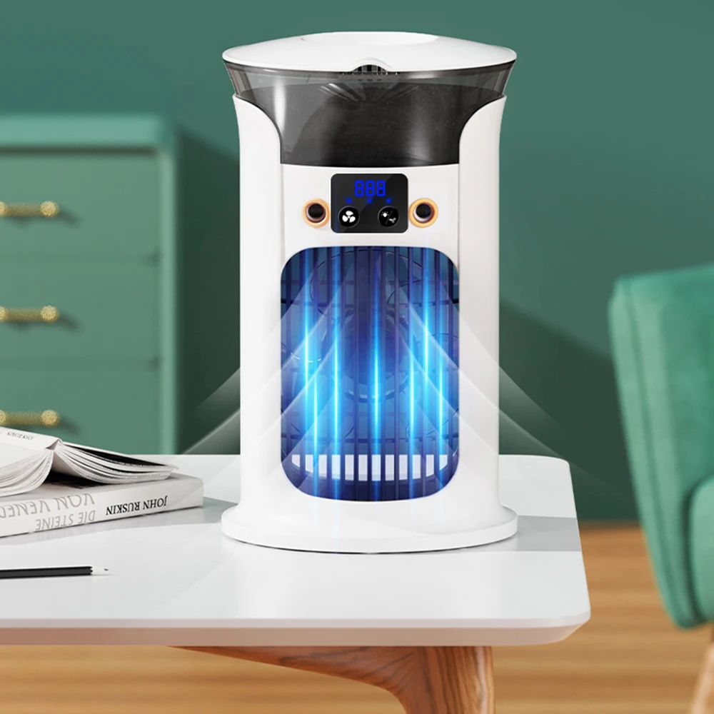 Mini ventilador de aire acondicionado port&aacute;til USB de escritorio silencioso para habitaci&oacute;n, hogar, Camping, humidificador, ventilador de refrigeraci&oacute;n por niebla de agua, l&aacute;mpara de noche, Enfriador