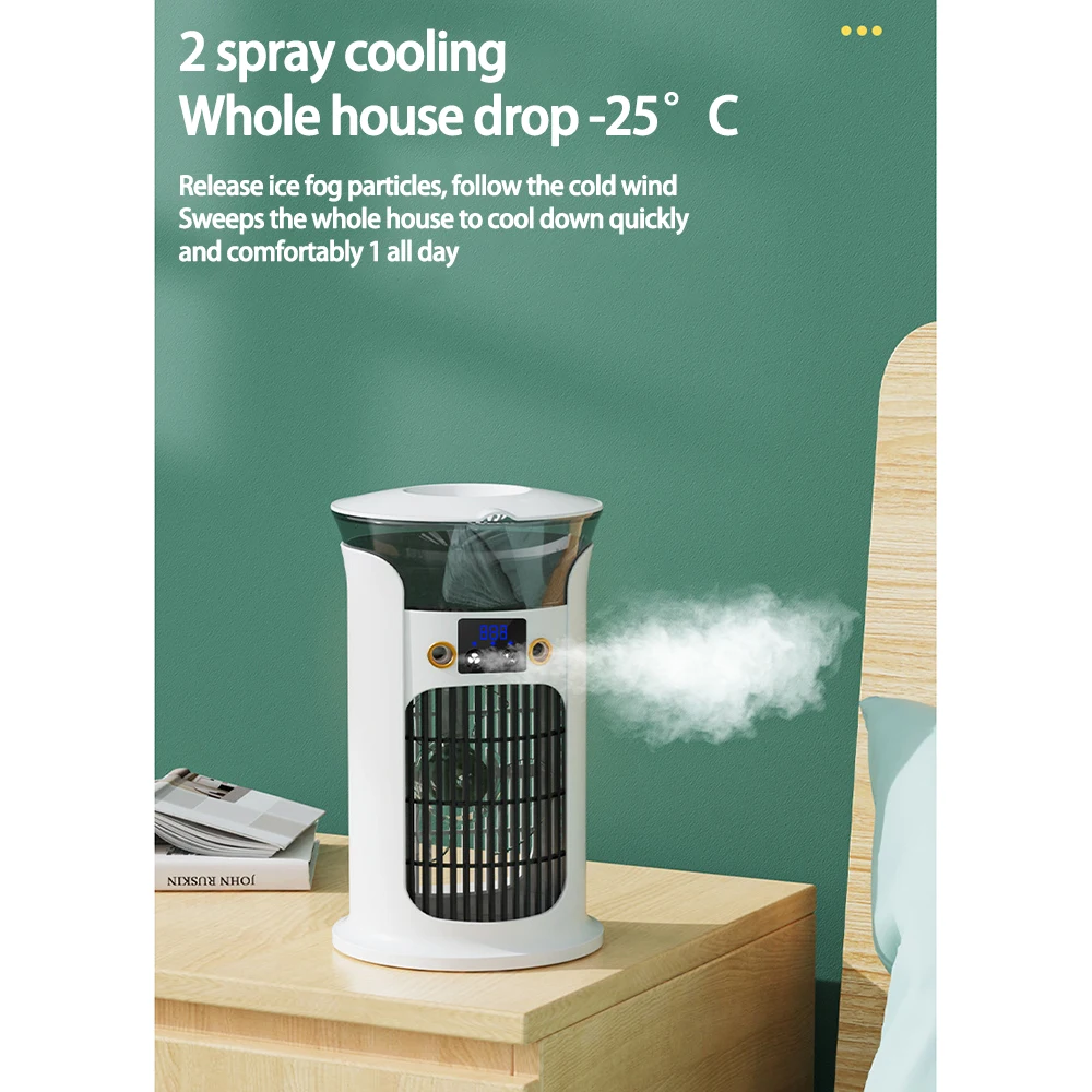 Mini ventilador de aire acondicionado port&aacute;til USB de escritorio silencioso para habitaci&oacute;n, hogar, Camping, humidificador, ventilador de refrigeraci&oacute;n por niebla de agua, l&aacute;mpara de noche, Enfriador