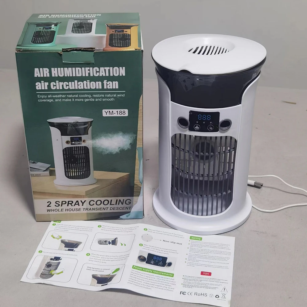 Mini ventilador de aire acondicionado portátil USB de escritorio silencioso para habitación, hogar, Camping, humidificador, ventilador de refrigeración por niebla de agua, lámpara de noche, Enfriador Mini ventilador de aire acondicionado portátil USB de escritorio silencioso para habitación, hogar, Camping, humidificador, ventilador de refrigeración por niebla de agua, lámpara de noche, Enfriador
