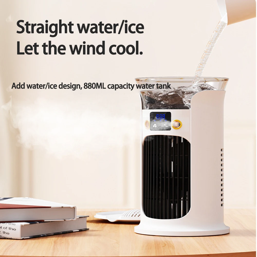 Mini ventilador de aire acondicionado port&aacute;til USB de escritorio silencioso para habitaci&oacute;n, hogar, Camping, humidificador, ventilador de refrigeraci&oacute;n por niebla de agua, l&aacute;mpara de noche, Enfriador