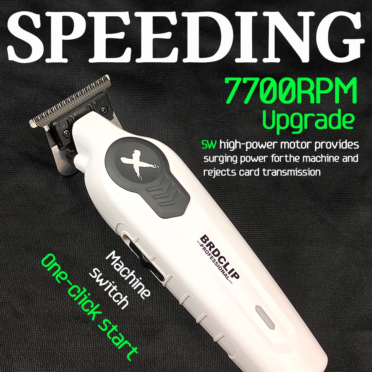 Nueva actualizaci&oacute;n 7700RPM BRDCLIP FA1T cortadora de pelo profesional blanca barbero gradiente 1600mAh cortadora el&eacute;ctrica con soporte de cargador