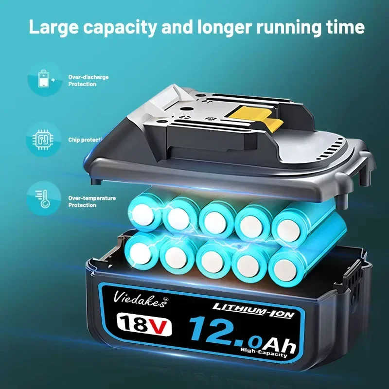 Nueva Bater&iacute;a Recargable de 18V 12.0Ah, para Taladro Makita DGA404 DTW700 DHR202 DJV182 DDF487, Bater&iacute;a para Herramientas El&eacute;ctricas Makita