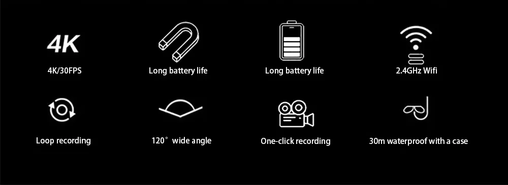 C&aacute;mara de Acci&oacute;n 4K Mini HD WiFi 2.4G, Impermeable, con Clip Magn&eacute;tico, para Pecho, Cuerpo, Motocicleta, POV, Videoc&aacute;mara Port&aacute;til para Vlogs