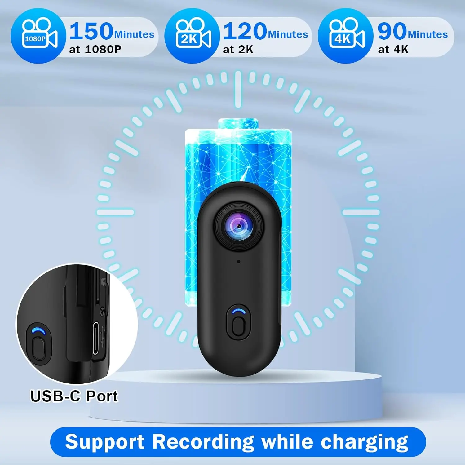 Cámara de Acción 4K Mini HD WiFi 2.4G, Impermeable, con Clip Magnético, para Pecho, Cuerpo, Motocicleta, POV, Videocámara Portátil para Vlogs Cámara de Acción 4K Mini HD WiFi 2.4G, Impermeable, con Clip Magnético, para Pecho, Cuerpo, Motocicleta, POV, Videocámara Portátil para Vlogs