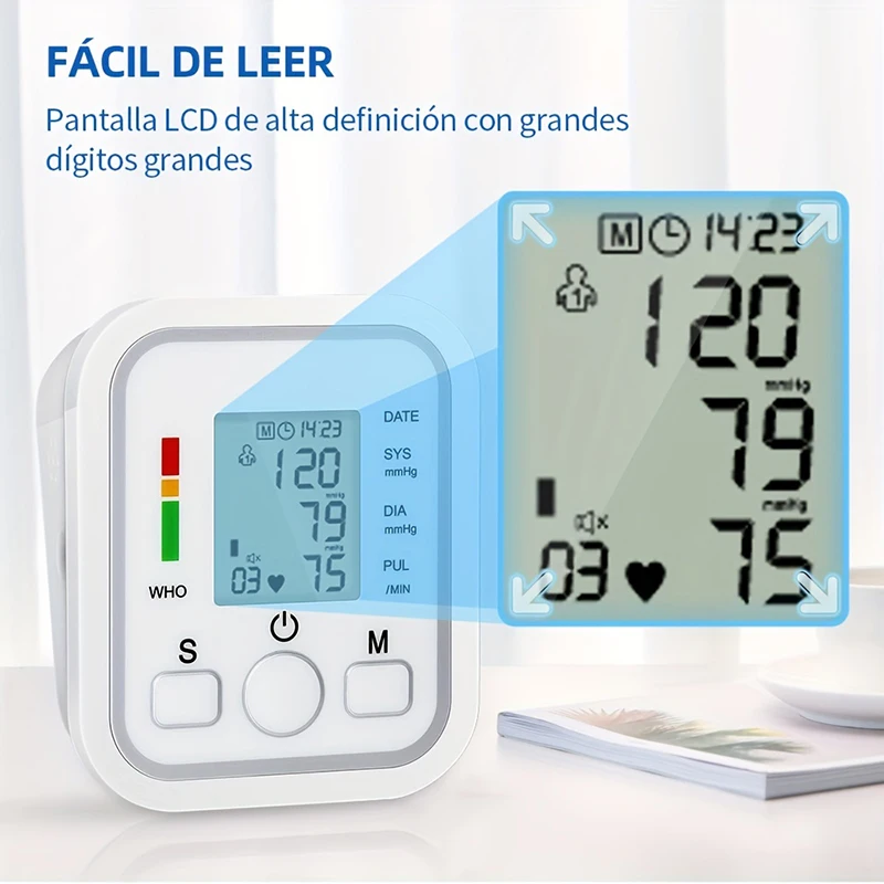 Monitor autom&aacute;tico de presi&oacute;n arterial para brazo, esfigmoman&oacute;metro m&eacute;dico BP con 32 manguitos, medidor bauman&oacute;metro, ton&oacute;metro, pulso de frecuencia card&iacute;aca