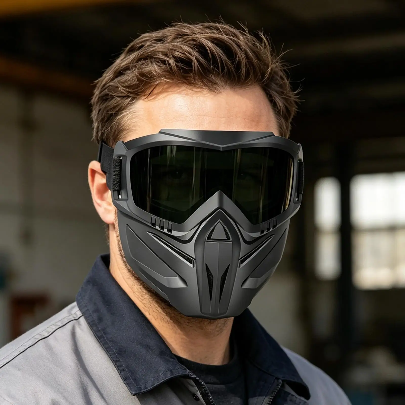 Cubrecara Antiviento y Antivaho con Gafas Desmontables, Ajustable para Todo el Rostro, para Esqu&iacute;, Soldadura, Trabajo al Aire Libre, Ciclismo, Jardiner&iacute;a
