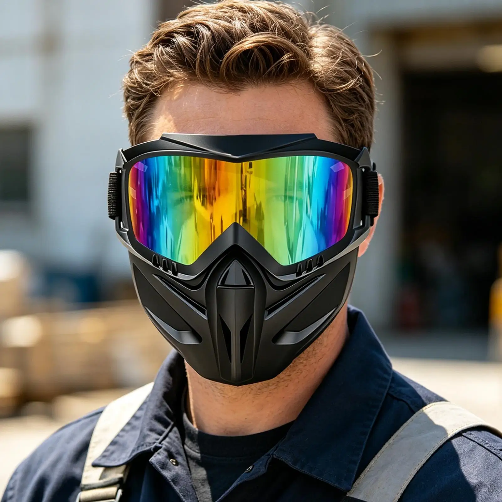 Cubrecara Antiviento y Antivaho con Gafas Desmontables, Ajustable para Todo el Rostro, para Esqu&iacute;, Soldadura, Trabajo al Aire Libre, Ciclismo, Jardiner&iacute;a