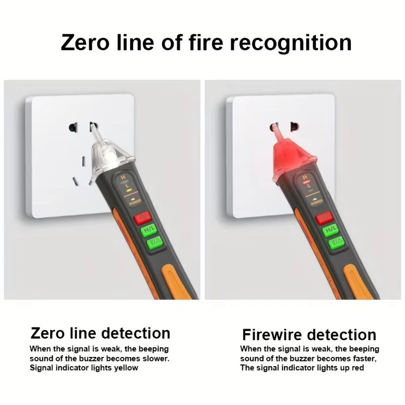 T02A T02B AC 12-1000V Detector de Voltaje sin Contacto Tipo L&aacute;piz, Detector de Cable El&eacute;ctrico Vivo y Neutro, Buscador de Puntos de Ruptura, Volt&iacute;metro con Luz LED