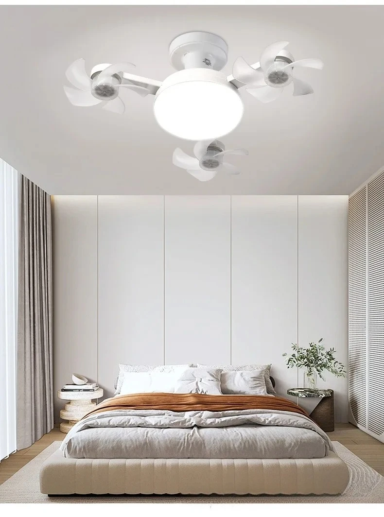 Ventilador de Techo Silencioso con Dise&ntilde;o de Dron, Luz LED de 3 Colores, Base E27, Control Remoto, Regulable, para Sala de Estar y Dormitorio