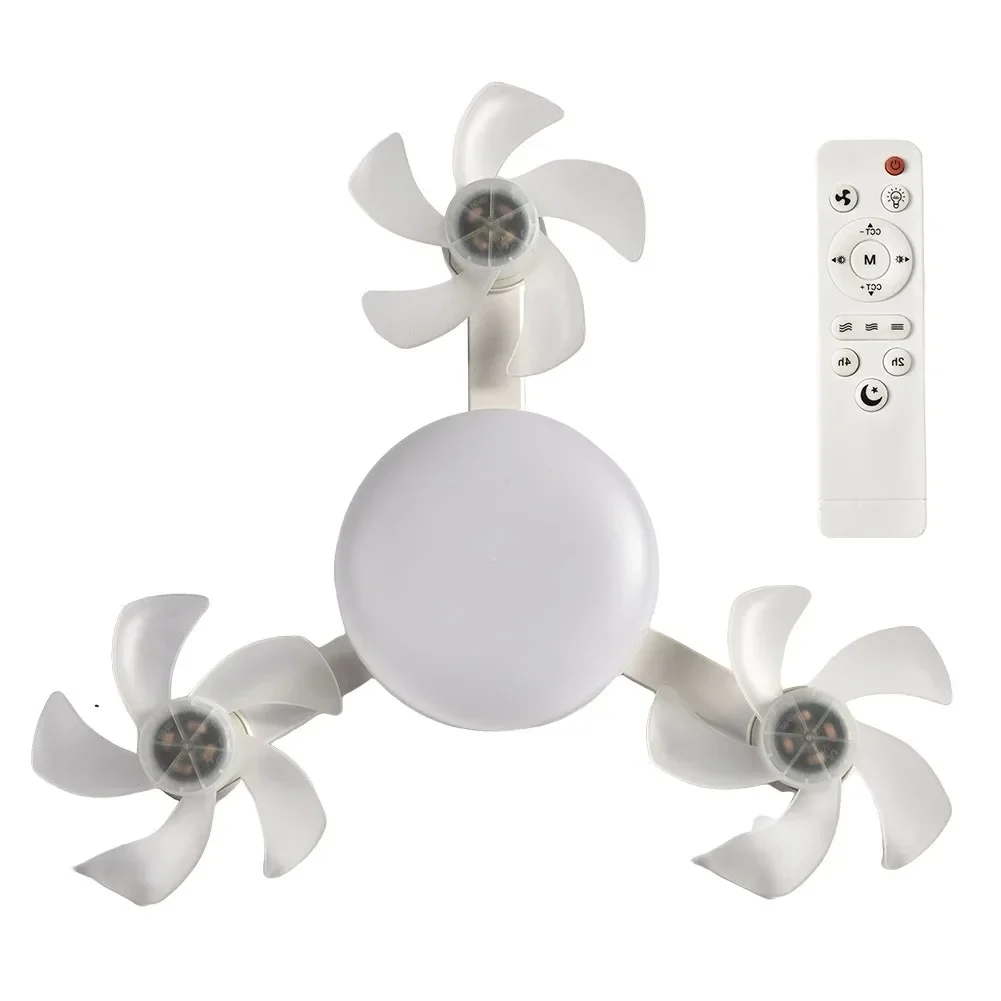 Ventilador de Techo Silencioso con Dise&ntilde;o de Dron, Luz LED de 3 Colores, Base E27, Control Remoto, Regulable, para Sala de Estar y Dormitorio