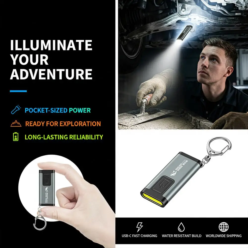 Mini Linterna Compacta para Llavero, Luz Multifuncional con Clip para Gorra, Bocina Port&aacute;til, Dise&ntilde;o de Clip para Bol&iacute;grafo, Linterna LED