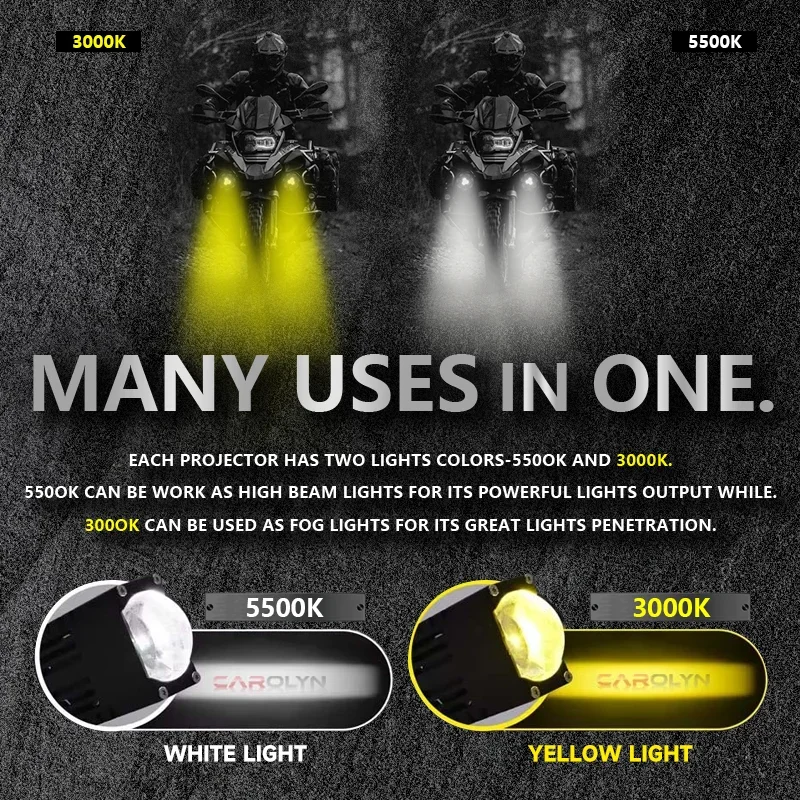 1PCS/2PCS Mini Proyector de Luz LED para Conducci&oacute;n, Lente Auxiliar, L&aacute;mpara Antiniebla, Luz de Trabajo Universal para Coche, Motocicleta, Foco, Faro