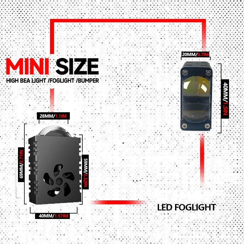 1PCS/2PCS Mini Proyector de Luz LED para Conducci&oacute;n, Lente Auxiliar, L&aacute;mpara Antiniebla, Luz de Trabajo Universal para Coche, Motocicleta, Foco, Faro