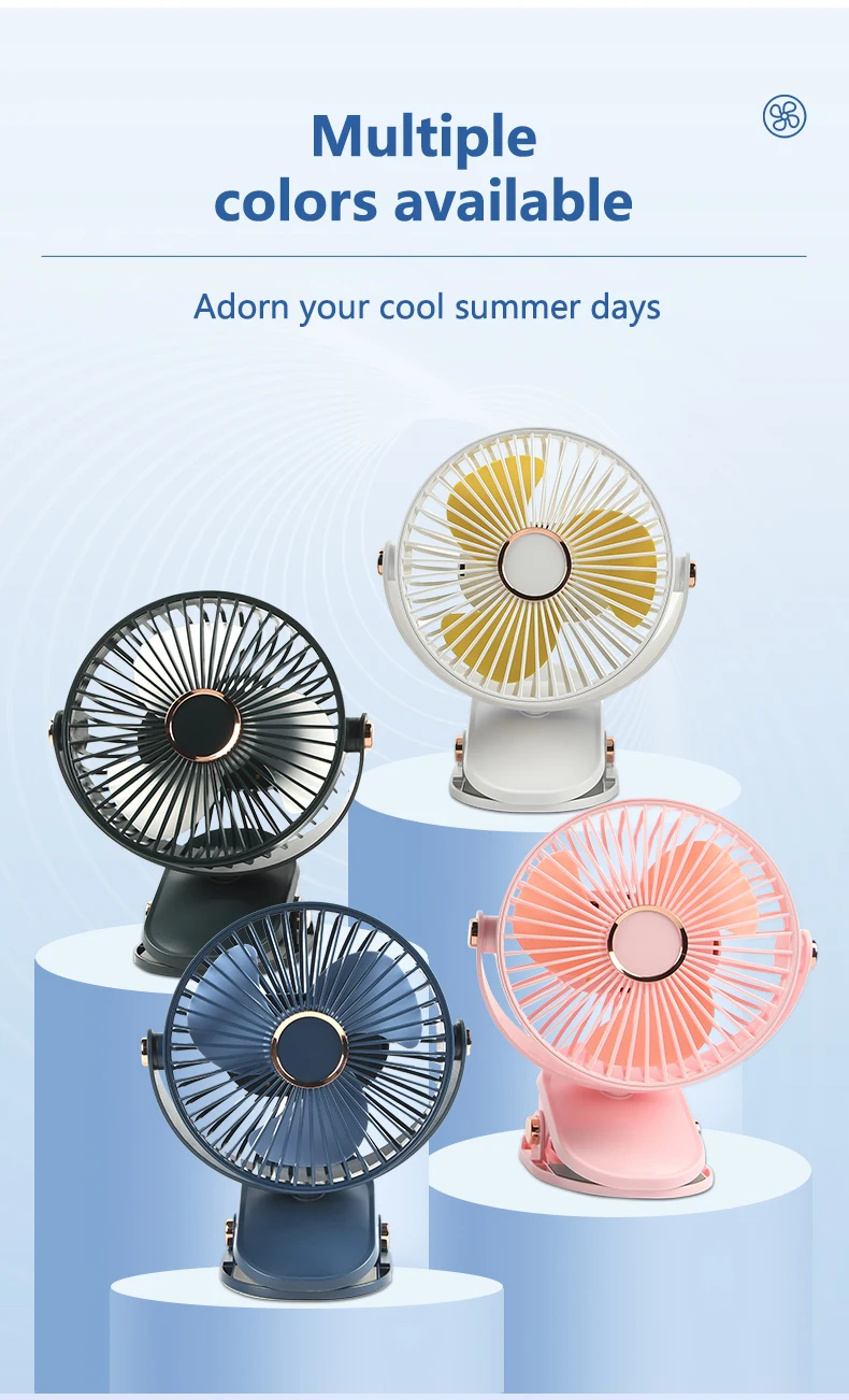 Ventilador El&eacute;ctrico de Escritorio Recargable por USB con Luz Nocturna LED, 5 Velocidades de Viento, 360&deg; &deg; Ventilador Mini Port&aacute;til Personal Giratorio y Silencioso para el Hogar