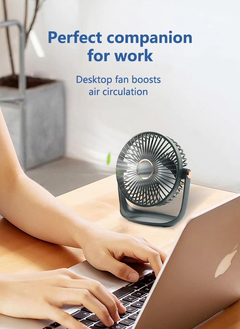 Ventilador El&eacute;ctrico de Escritorio Recargable por USB con Luz Nocturna LED, 5 Velocidades de Viento, 360&deg; &deg; Ventilador Mini Port&aacute;til Personal Giratorio y Silencioso para el Hogar