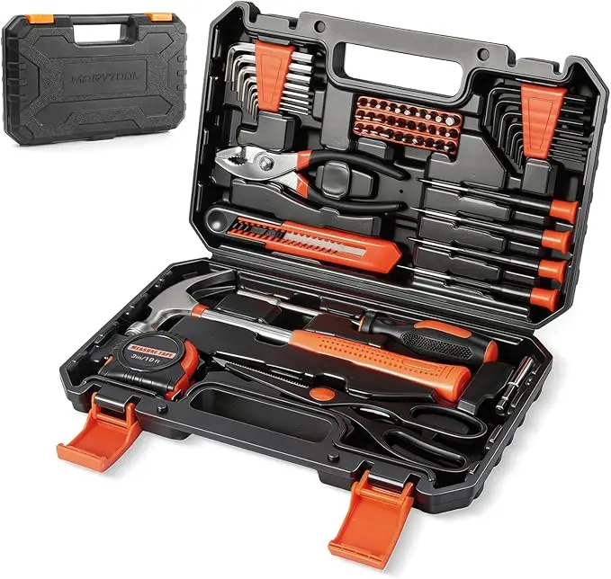 Juego de Herramientas de 140/152/57 Piezas, Caja de Herramientas con Taladro Inal&aacute;mbrico de 4/12V, Kit de Herramientas Manuales para Reparaciones del Hogar, Juego de Taladros General para Reparaciones