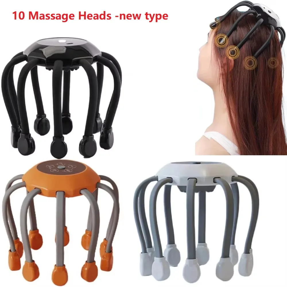 Masajeador de Cabeza Octopus Naranja, 10/20 Cabezales de Masaje Independientes, Masajeador de Cuero Cabelludo Inalámbrico con Vibración para Relajación Diaria Masajeador de Cabeza Octopus Naranja, 10/20 Cabezales de Masaje Independientes, Masajeador de Cuero Cabelludo Inalámbrico con Vibración para Relajación Diaria