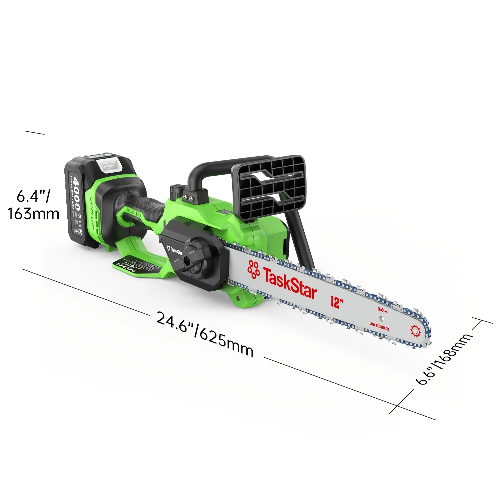 Sierra de cadena sin escobillas TaskStar de 12 pulgadas, con 2 bater&iacute;as de 4.0Ah, sierra de podar inal&aacute;mbrica con lubricaci&oacute;n autom&aacute;tica, sierra el&eacute;ctrica port&aacute;til para jardiner&iacute;a y corte de ramas de
