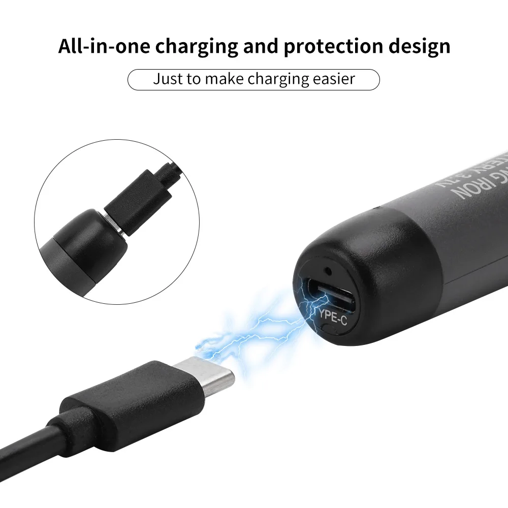 Soldador USB Mini juego de soldador peque&ntilde;a interfaz port&aacute;til tipo C para el hogar bater&iacute;a de 600mAh temperatura ajustable