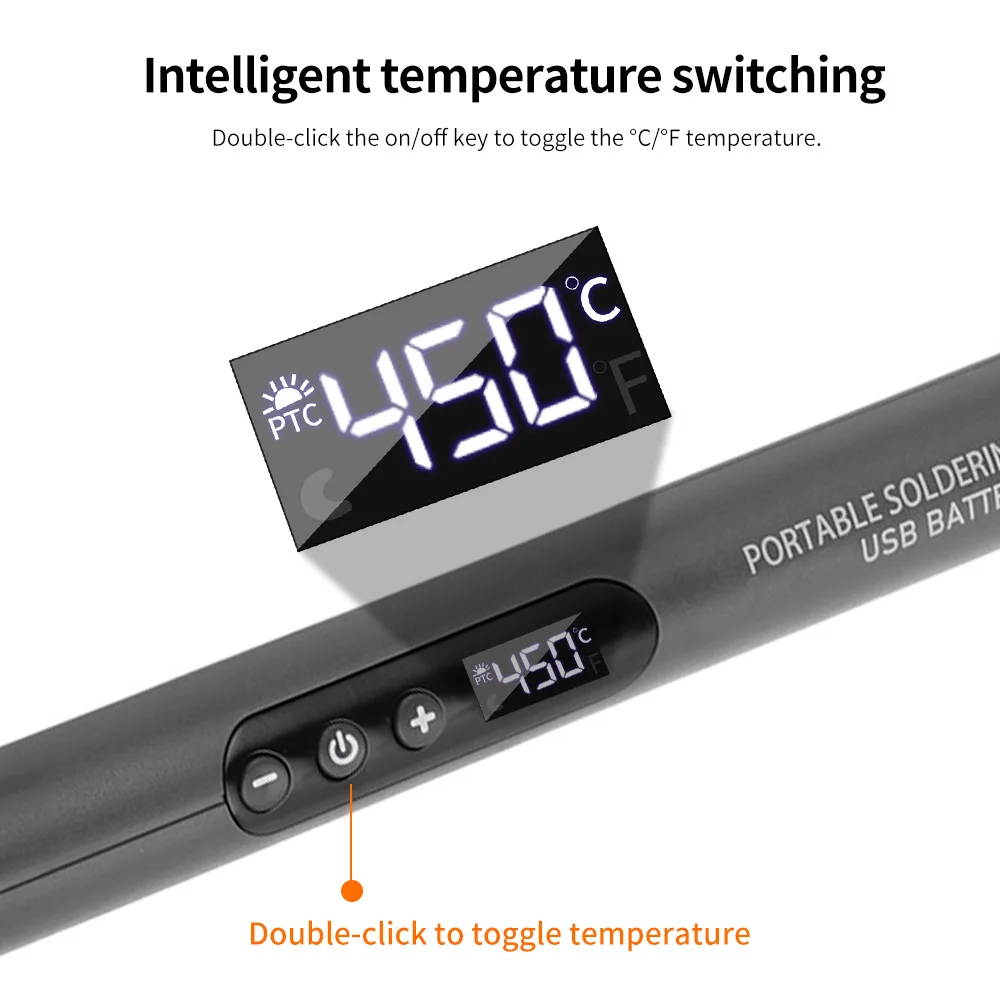 Soldador USB Mini juego de soldador peque&ntilde;a interfaz port&aacute;til tipo C para el hogar bater&iacute;a de 600mAh temperatura ajustable