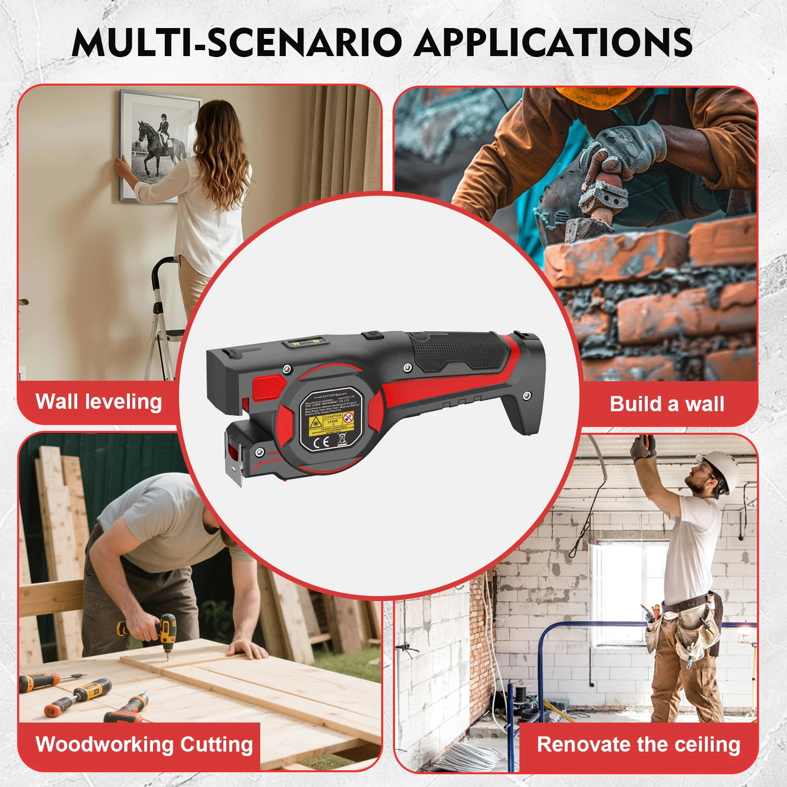 NJTY ZF001 - Medidor L&aacute;ser 3 en 1 de 5 m/16 pies, L&aacute;ser Verde, Carga Tipo C, Bloqueo Autom&aacute;tico, Nivel de Burbuja para Bricolaje, Construcci&oacute;n y Hogar