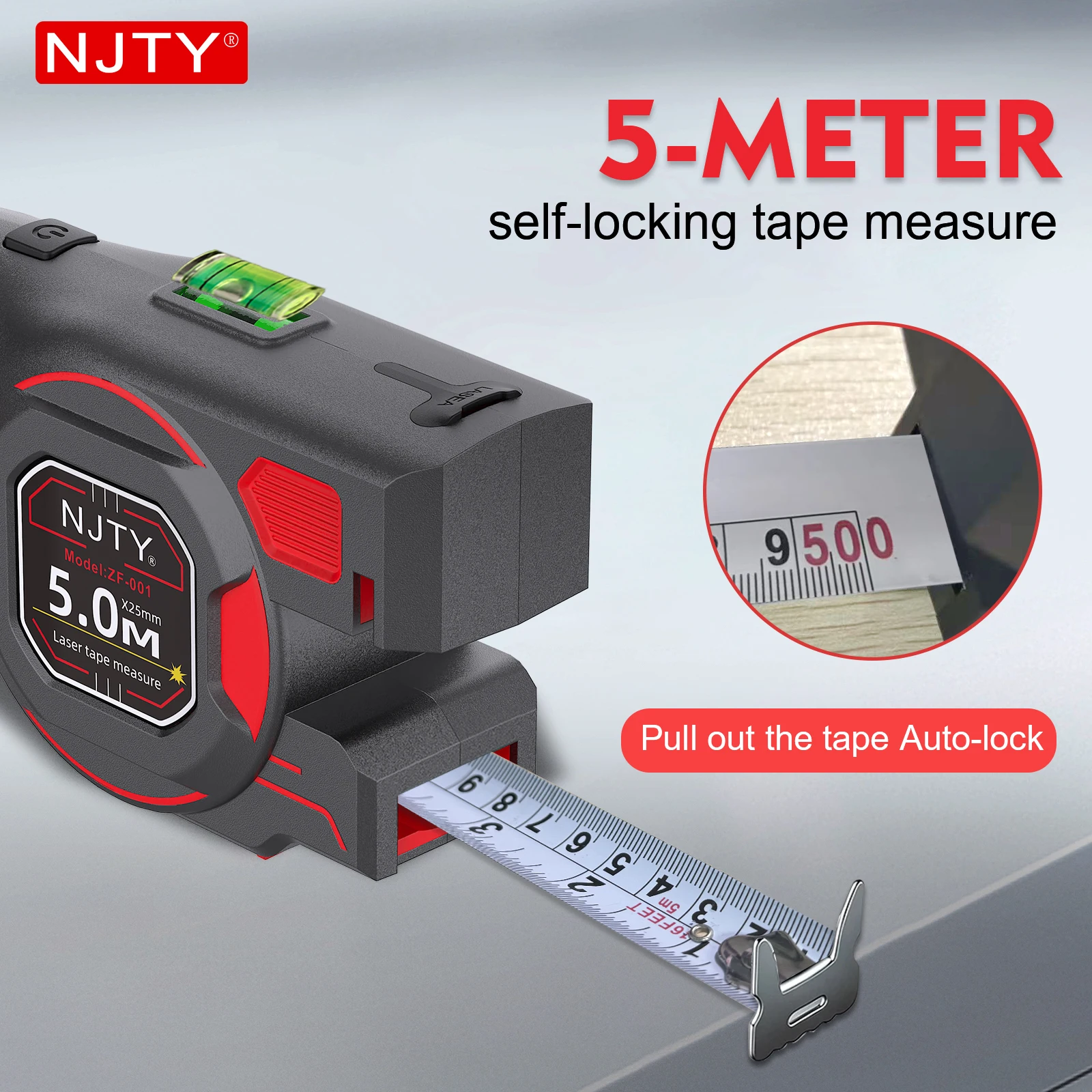 NJTY ZF001 – Medidor Láser 3 en 1 de 5 m/16 pies, Láser Verde, Carga Tipo C, Bloqueo Automático, Nivel de Burbuja para Bricolaje, Construcción y Hogar NJTY ZF001 - Medidor Láser 3 en 1 de 5 m/16 pies, Láser Verde, Carga Tipo C, Bloqueo Automático, Nivel de Burbuja para Bricolaje, Construcción y Hogar