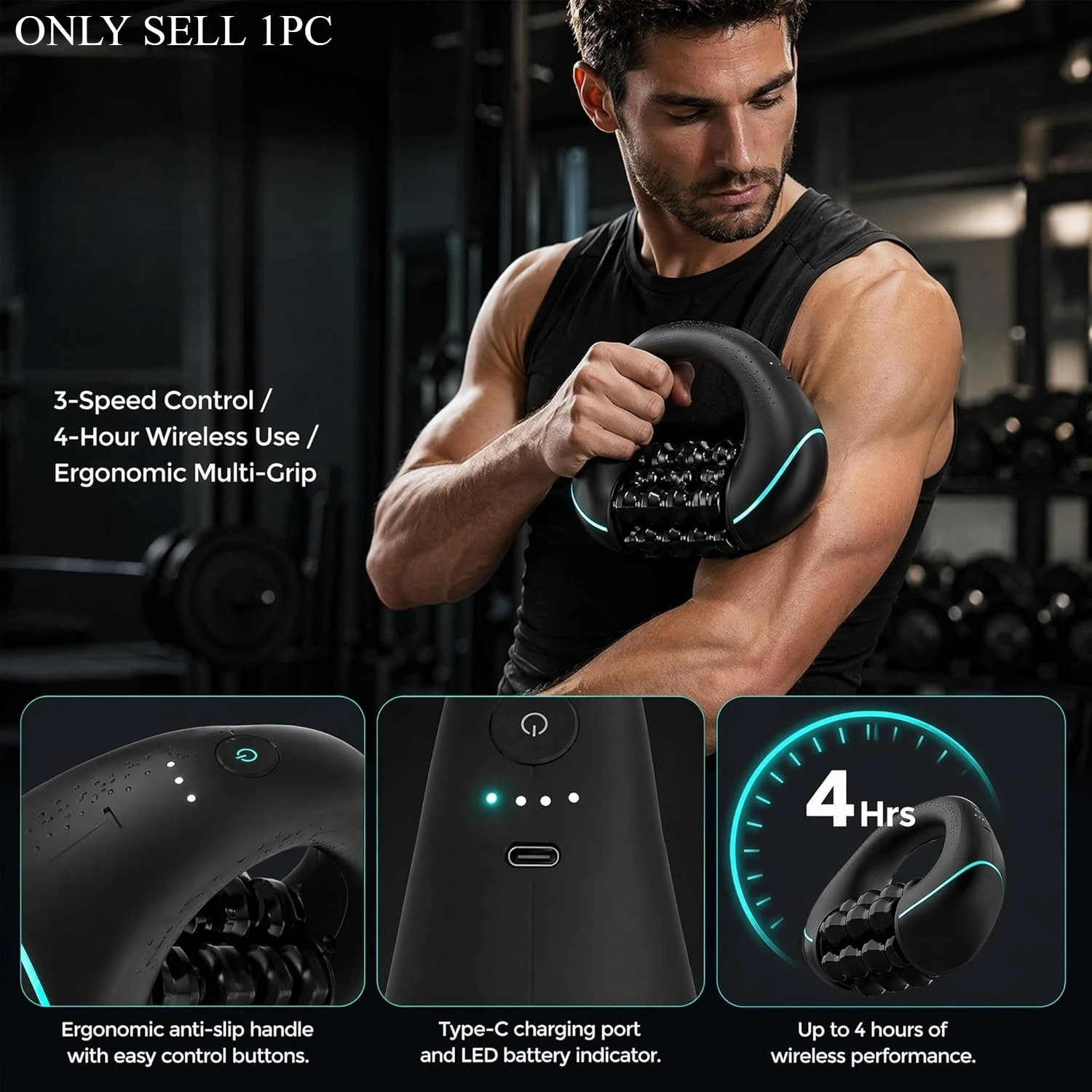 Rodillo de Masaje de 3 Niveles, Relajaci&oacute;n Muscular Profunda, Masajeador El&eacute;ctrico para Cuello y Espalda, Equipo de Fitness