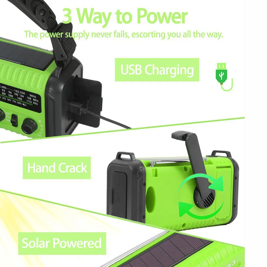 Radio de Manivela con Generador, 20000mAh, Radio de Emergencia Solar AM/FM, Radio Meteorol&oacute;gica, Alarma SOS, Banco de Energ&iacute;a, Linterna, Dropshipping