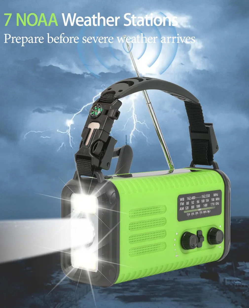 Radio de Manivela con Generador, 20000mAh, Radio de Emergencia Solar AM/FM, Radio Meteorol&oacute;gica, Alarma SOS, Banco de Energ&iacute;a, Linterna, Dropshipping