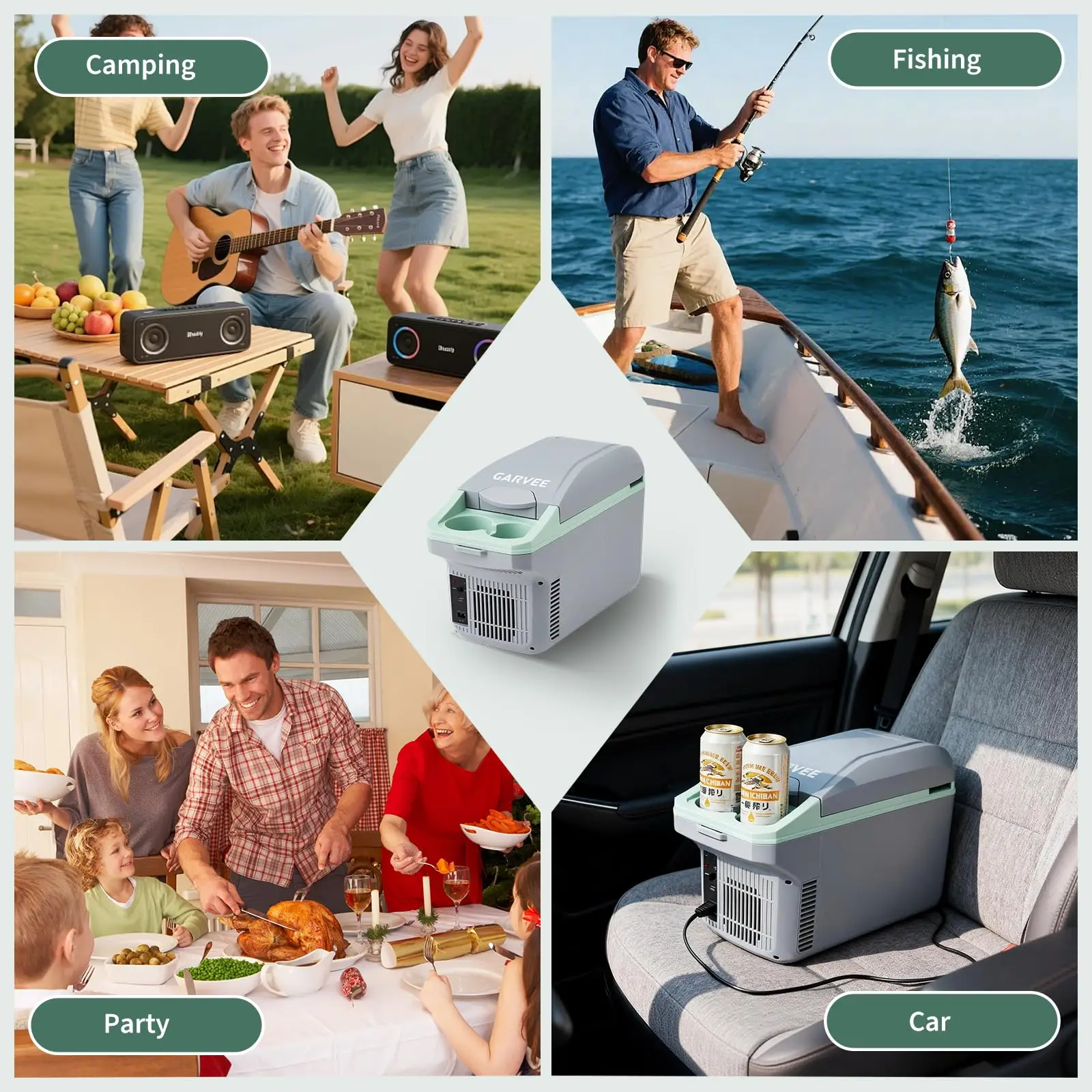 Nevera El&eacute;ctrica Port&aacute;til de 8L, Enfriador y Calentador, 12V para Auto/Cami&oacute;n y 110V para el Hogar, Caja Termoel&eacute;ctrica para Alimentos y Bebidas con Cierre Autom&aacute;tico