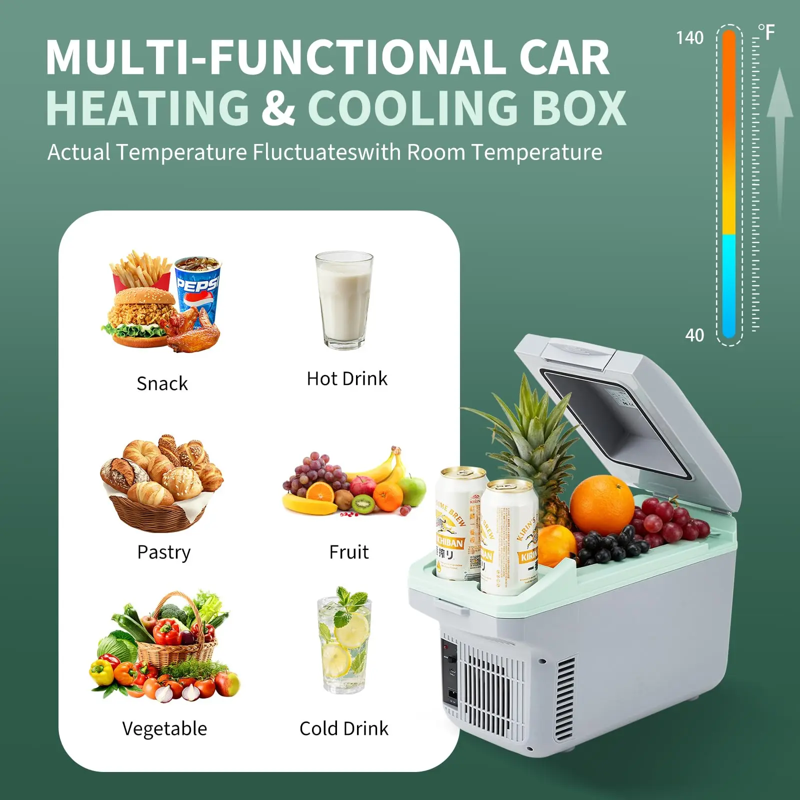 Nevera El&eacute;ctrica Port&aacute;til de 8L, Enfriador y Calentador, 12V para Auto/Cami&oacute;n y 110V para el Hogar, Caja Termoel&eacute;ctrica para Alimentos y Bebidas con Cierre Autom&aacute;tico