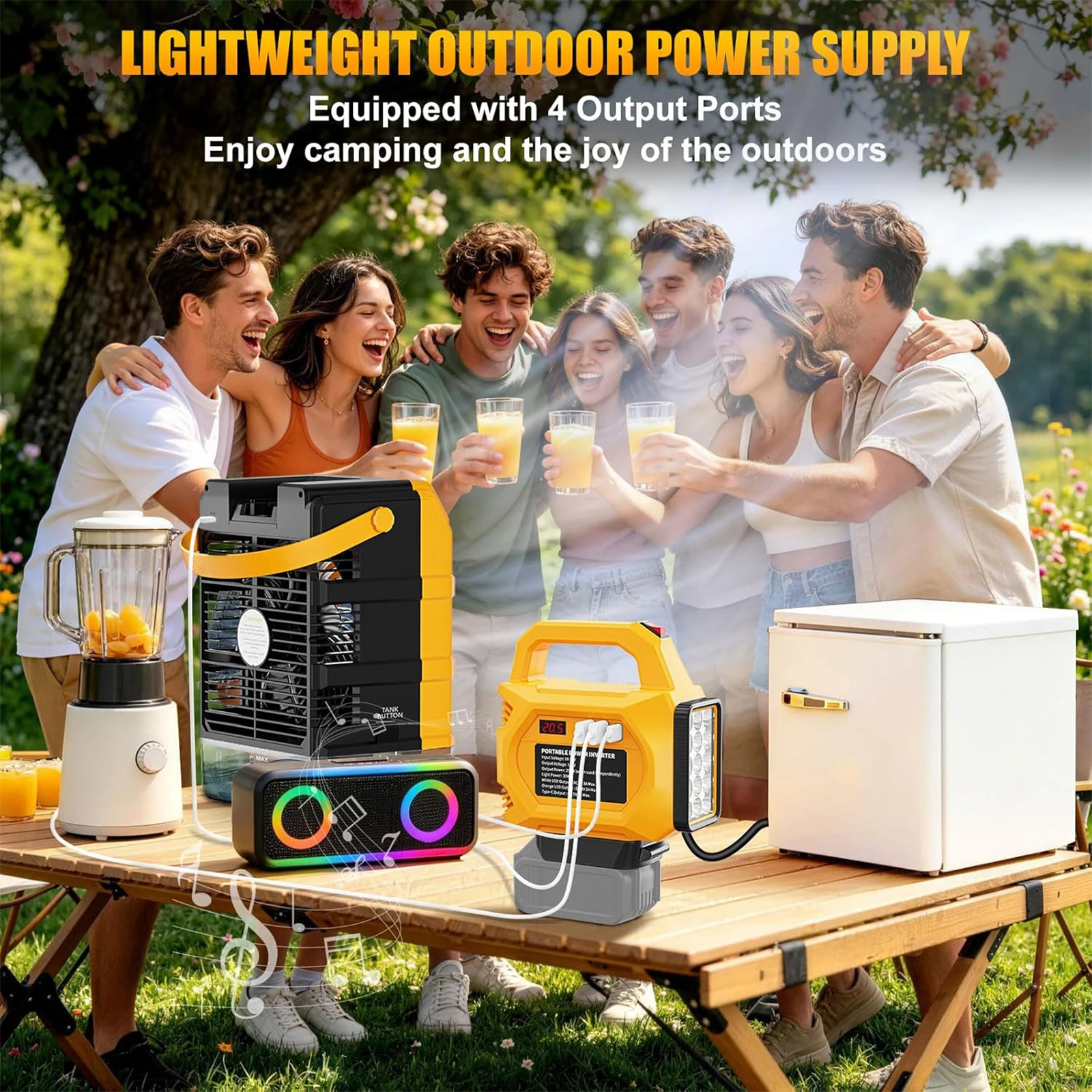 Inversor de Corriente de 150W con Luz de Trabajo LED, DC 18-21V a AC 220V, Estación de Energía Portátil con 1 Puerto Tipo-C y 2 Puertos USB, Inversor de Batería Inversor de Corriente de 150W con Luz de Trabajo LED, DC 18-21V a AC 220V, Estación de Energía Portátil con 1 Puerto Tipo-C y 2 Puertos USB, Inversor de Batería
