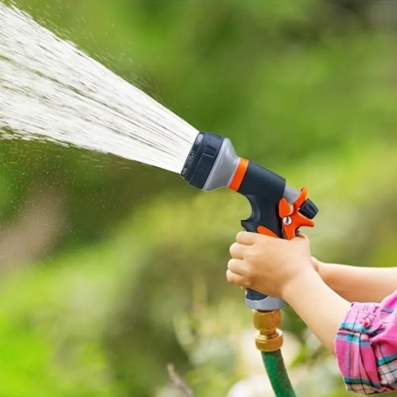 Pistola de agua para jardín con 8 patrones, boquilla para manguera, pulverizador multifuncional para uso doméstico, para lavar coches, para el jardín, tubo de agua, boquilla, herramientas para rociar. Pistola de agua para jardín con 8 patrones, boquilla para manguera, pulverizador multifuncional para uso doméstico, para lavar coches, para el jardín, tubo de agua, boquilla, herramientas para rociar.