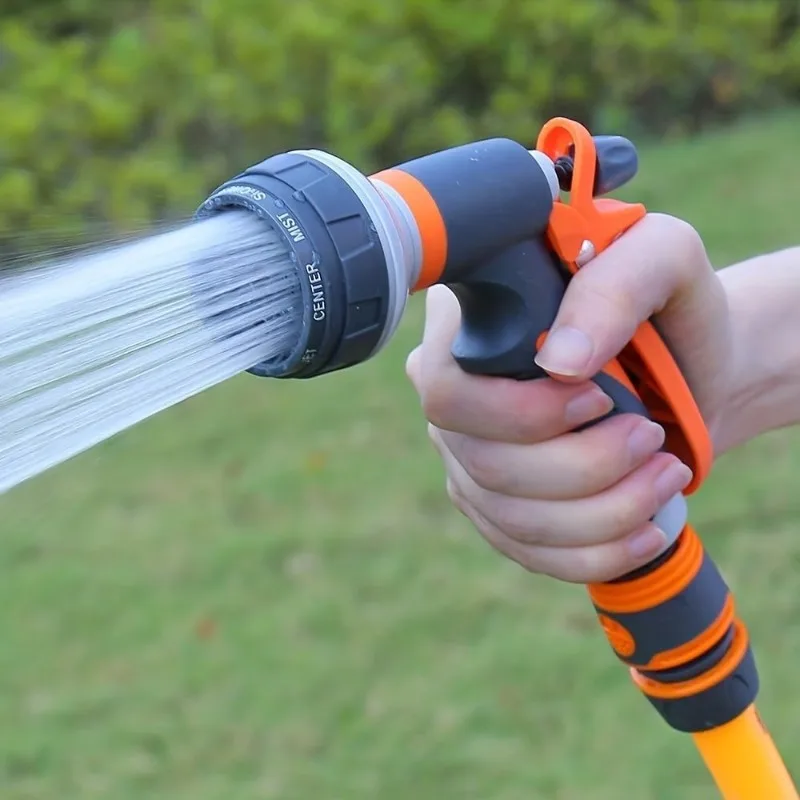 Pistola de agua para jardín con 8 patrones, boquilla para manguera, pulverizador multifuncional para uso doméstico, para lavar coches, para el jardín, tubo de agua, boquilla, herramientas para rociar. Pistola de agua para jardín con 8 patrones, boquilla para manguera, pulverizador multifuncional para uso doméstico, para lavar coches, para el jardín, tubo de agua, boquilla, herramientas para rociar.
