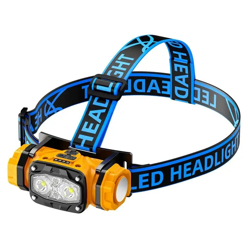 Mini linterna frontal LED impermeable de 4,4W recargable con 6 modos de iluminaci&oacute;n para camping, caza, pesca y correr.