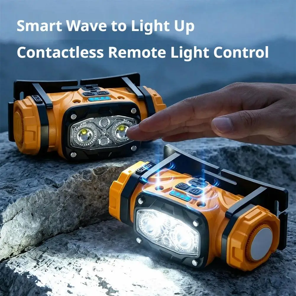 Mini linterna frontal LED impermeable de 4,4W recargable con 6 modos de iluminaci&oacute;n para camping, caza, pesca y correr.