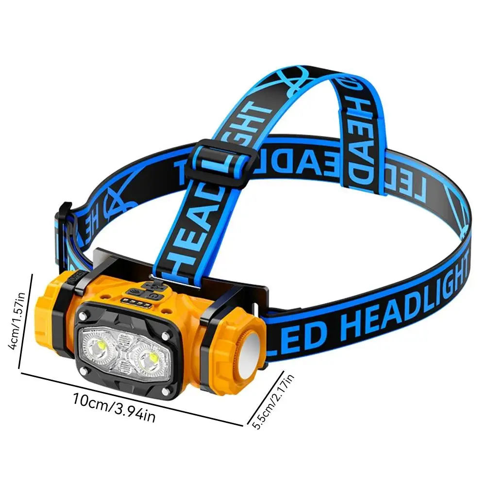 Mini linterna frontal LED impermeable de 4,4W recargable con 6 modos de iluminaci&oacute;n para camping, caza, pesca y correr.