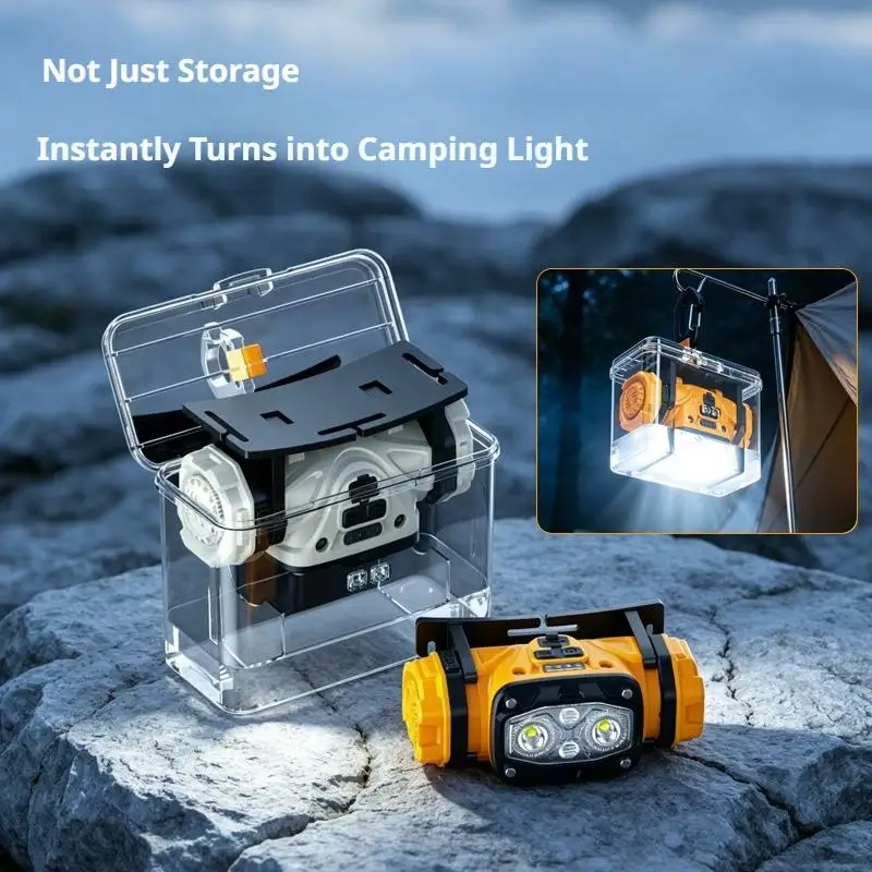 Mini linterna frontal LED impermeable de 4,4W recargable con 6 modos de iluminaci&oacute;n para camping, caza, pesca y correr.